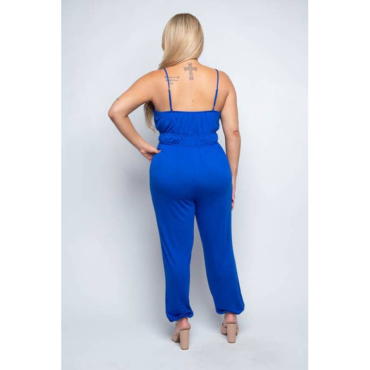 PLUS SIZE ELASTIC WAIST JOGGER JUMPSUIT