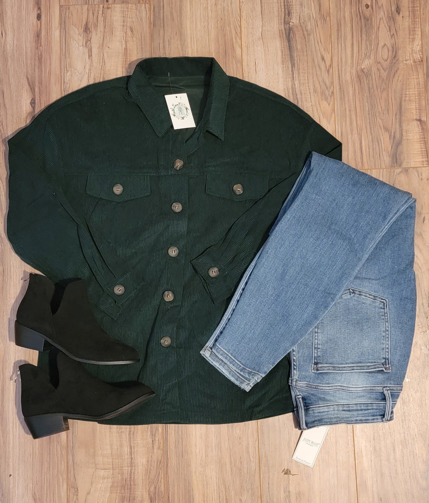 Emerald Green Corduroy Shacket