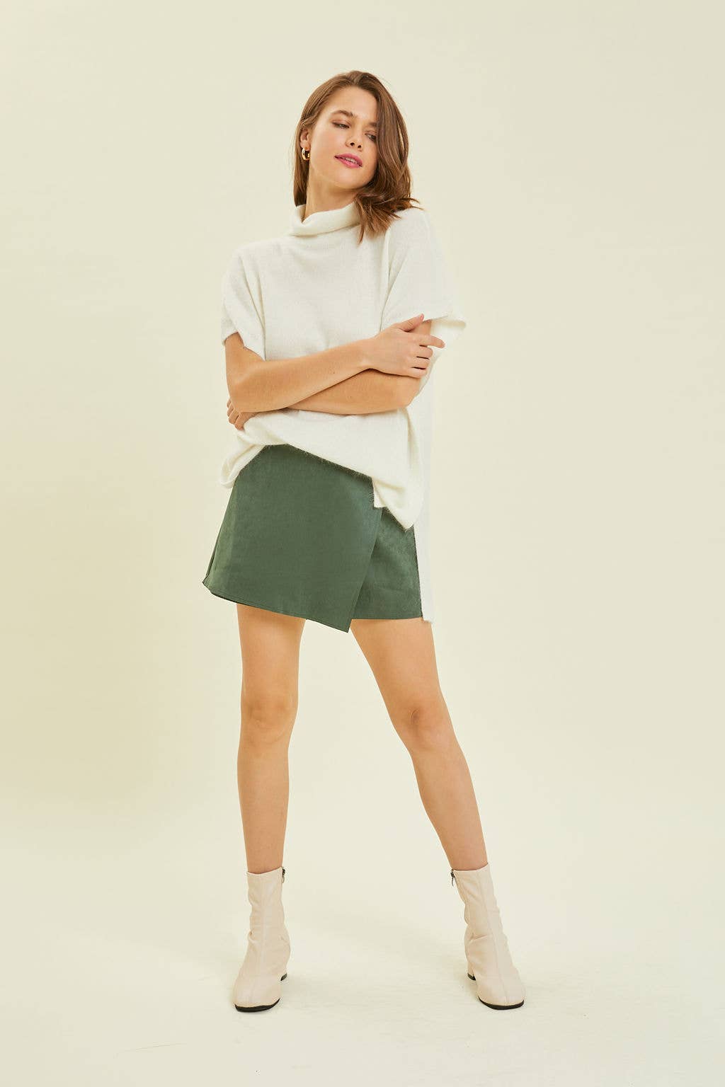 FAUX SUEDE WRAP SKORT