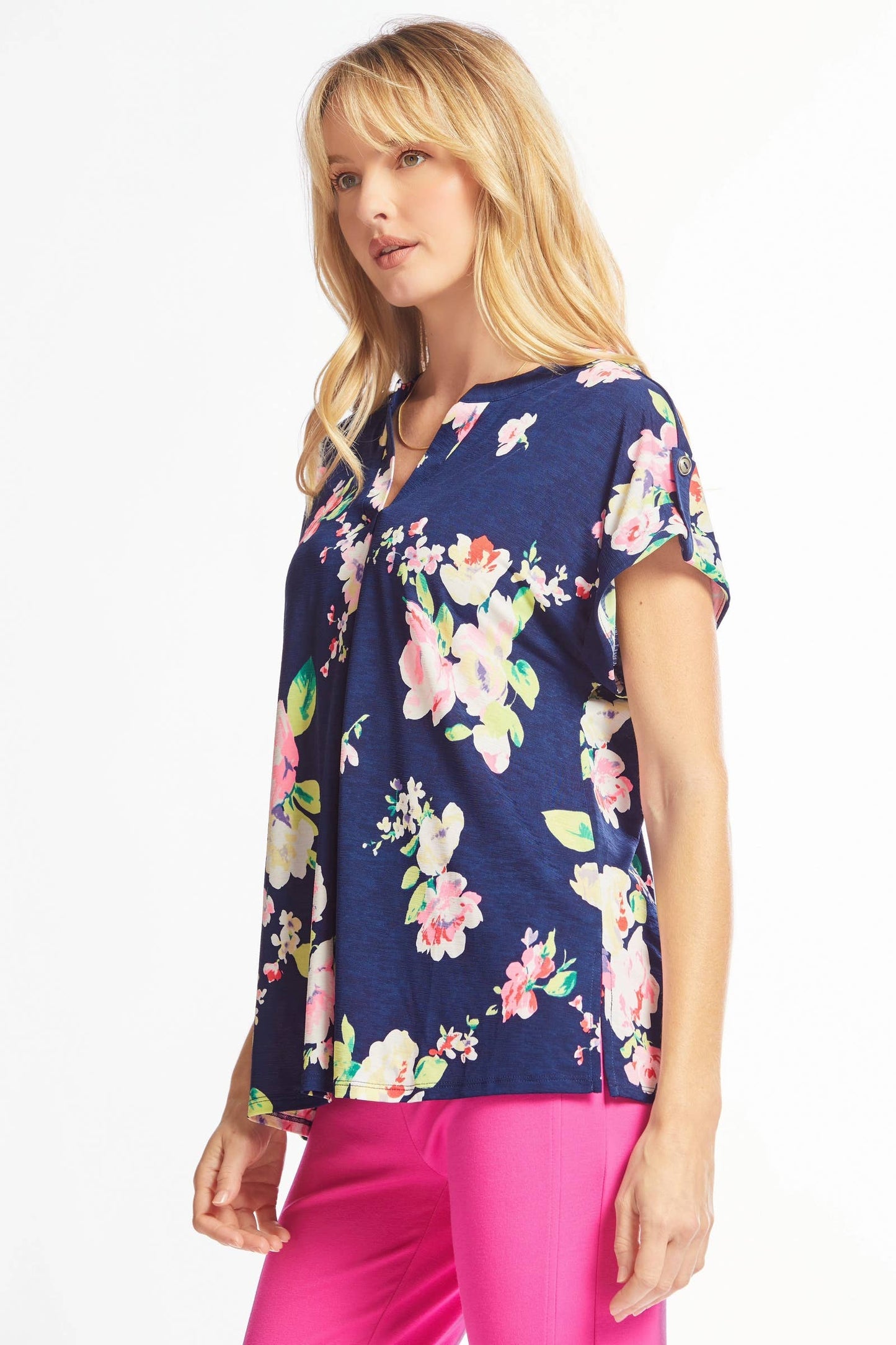 Lizzy Dolman Short Sleeve Navy Floral