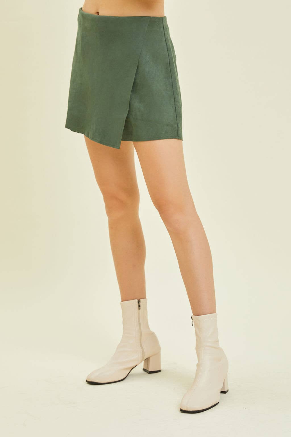 FAUX SUEDE WRAP SKORT