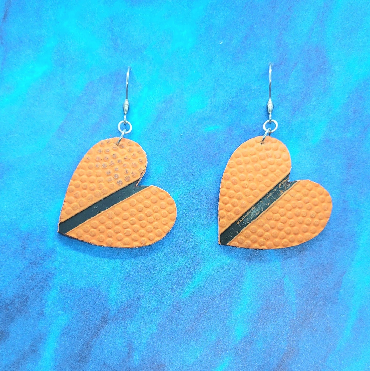 Basketball Heart Earrings, Real Basketball Earrings