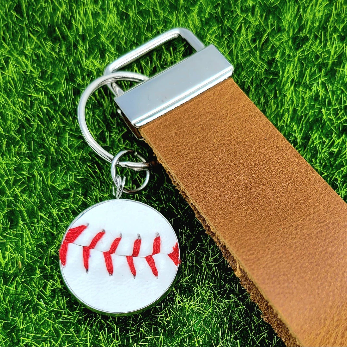 Baseball/Softball Leather Keychain