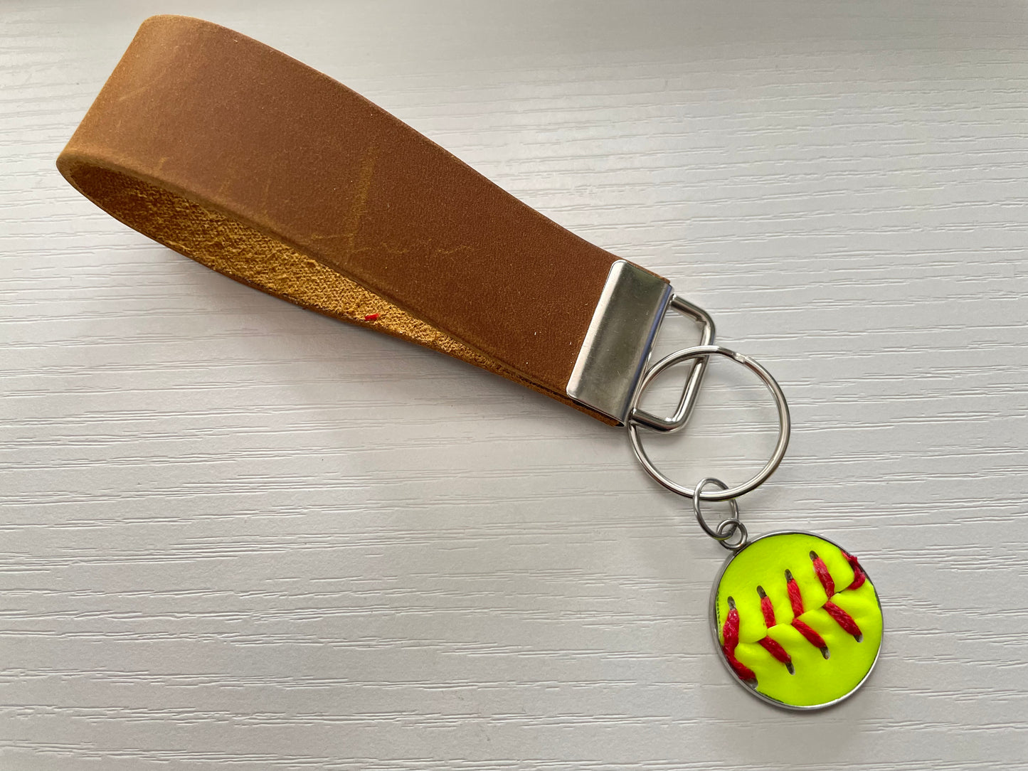 Baseball/Softball Leather Keychain