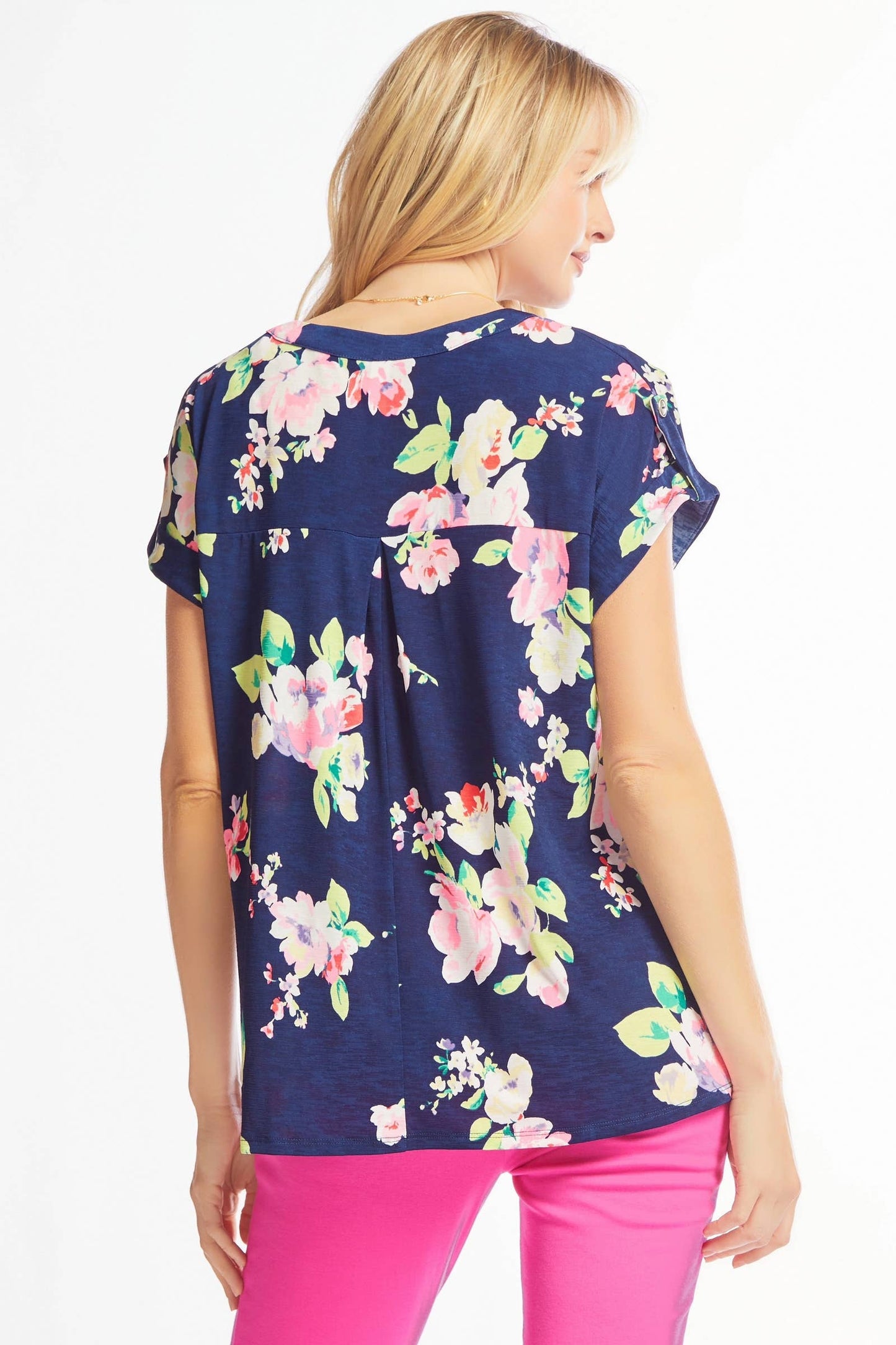 Lizzy Dolman Short Sleeve Navy Floral