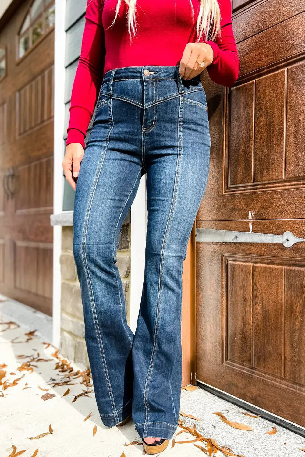 Dark Wash High Waisted Bell Bottom Jeans