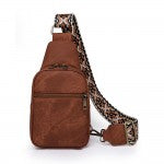 Acid Washed Sling Bag With Guitar Strap