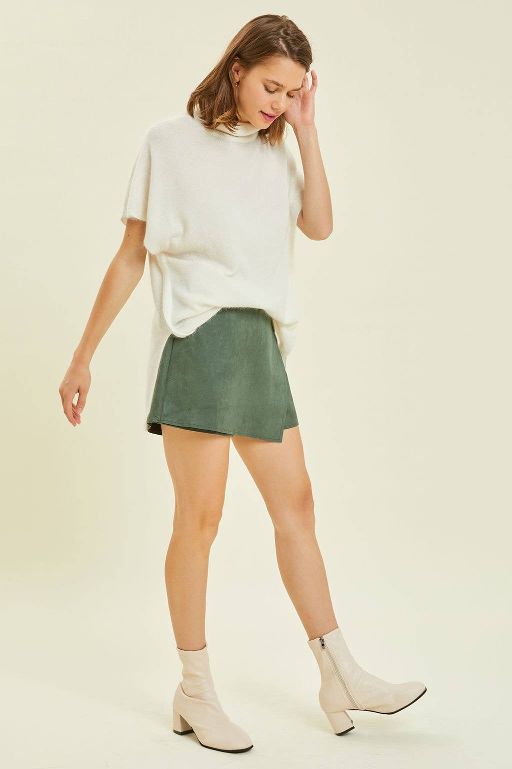 FAUX SUEDE WRAP SKORT
