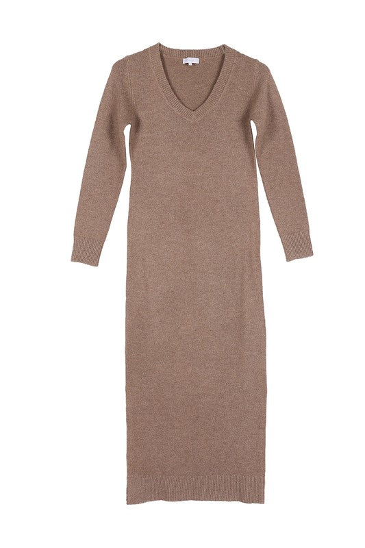 V-Neck Sweater Maxi Dress Pre-order