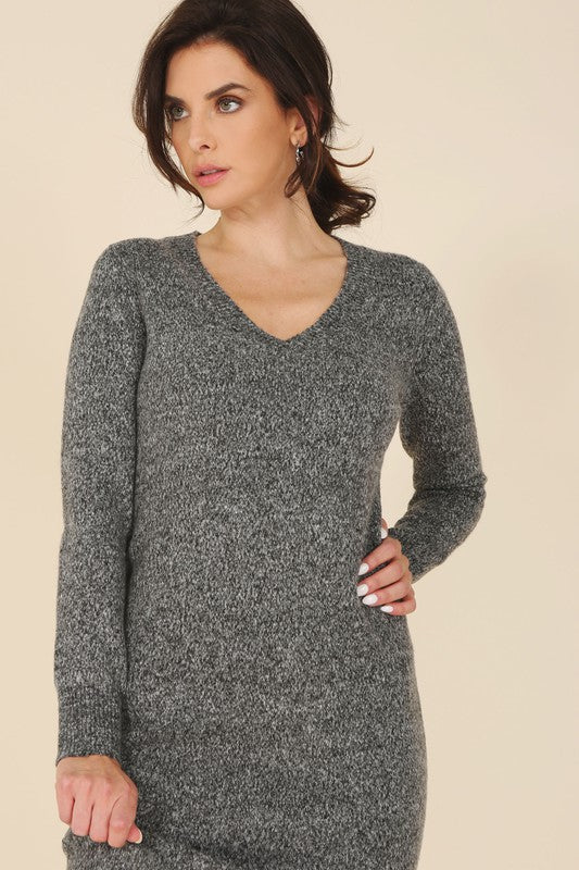 V-Neck Sweater Maxi Dress Pre-order