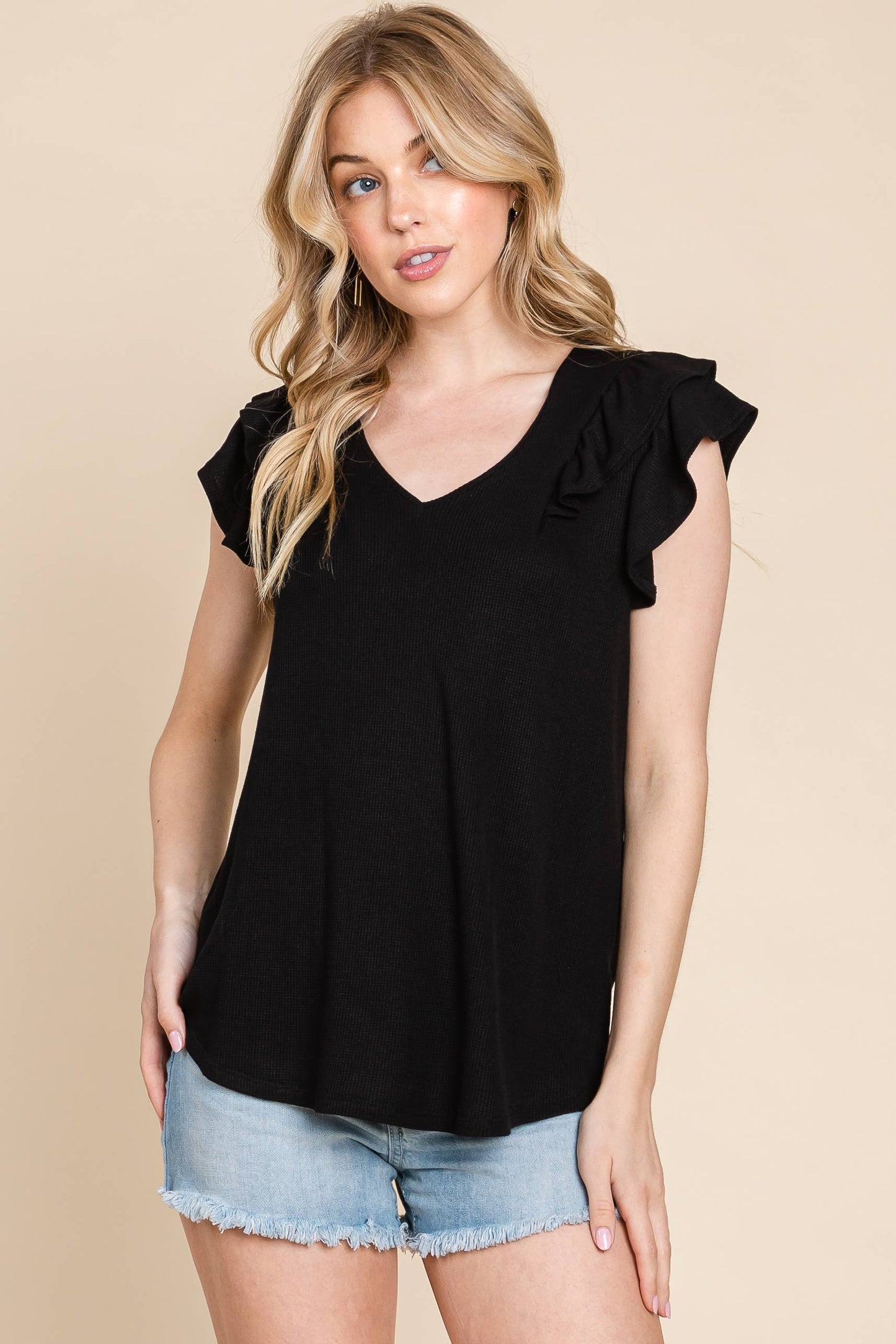 Banana Ruffle Sleeve Top