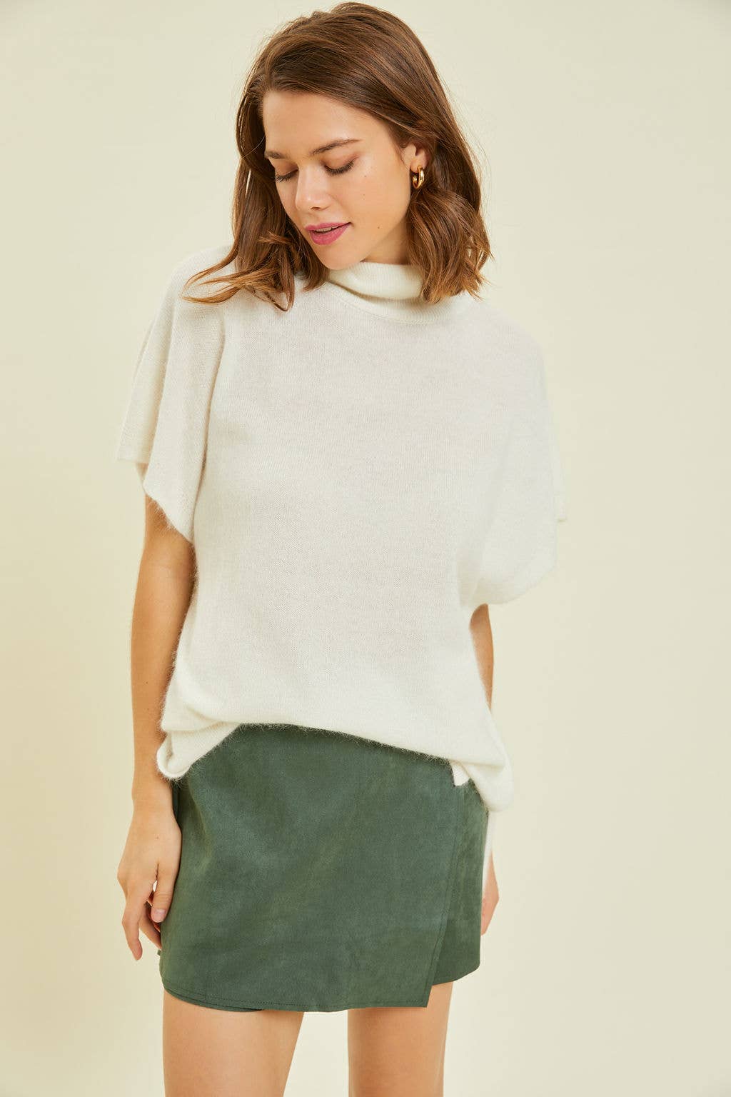 FAUX SUEDE WRAP SKORT
