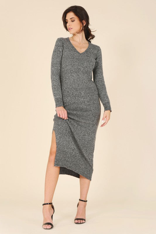 V-Neck Sweater Maxi Dress Pre-order