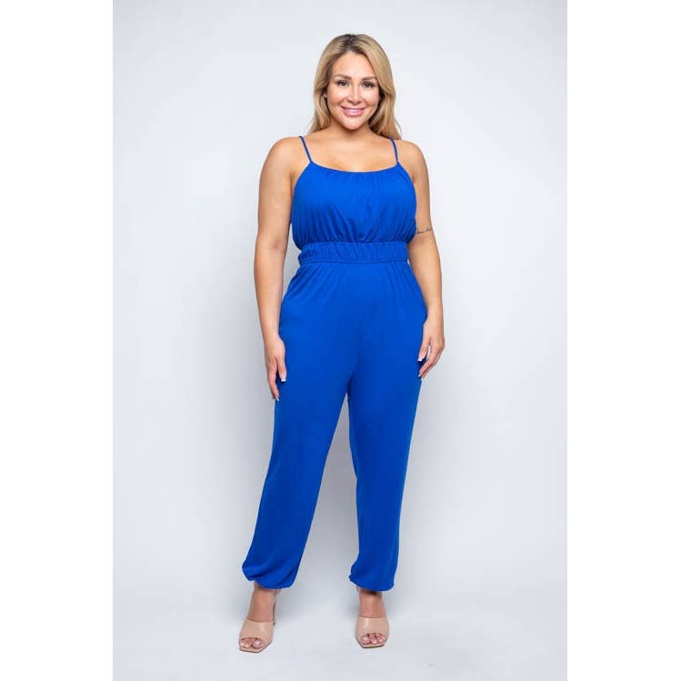 PLUS SIZE ELASTIC WAIST JOGGER JUMPSUIT