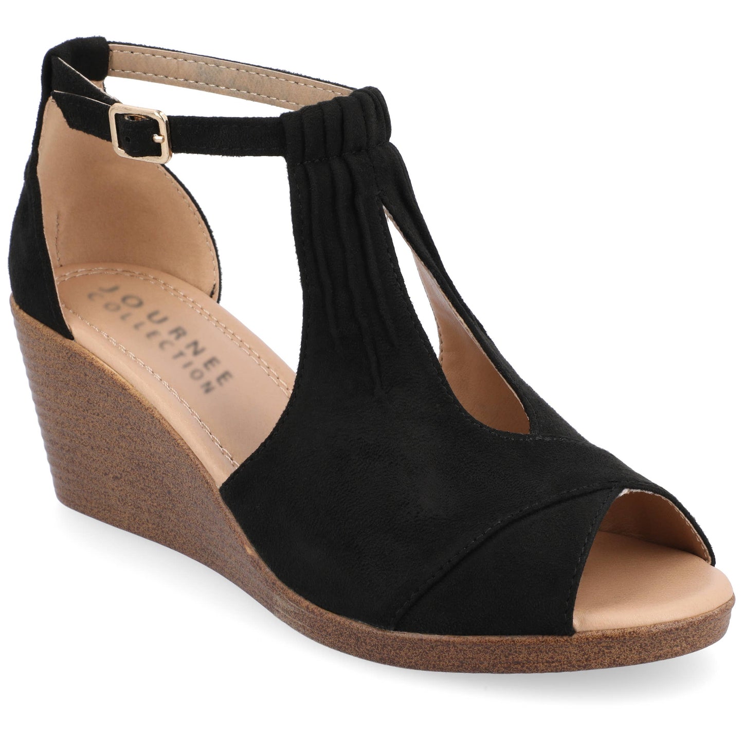 Journee Collection Women's Narrow Width Kedzie Wedge Sandals