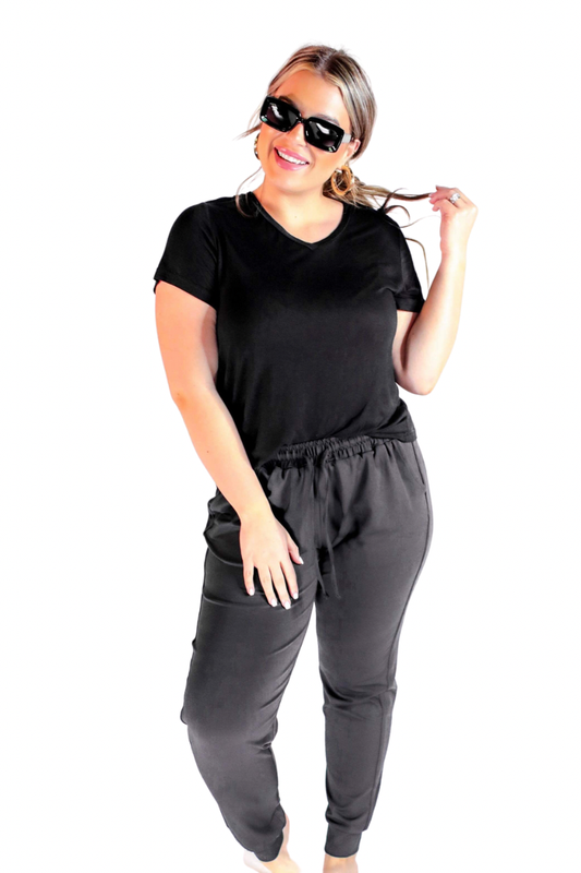 After Dark Black Drawstring Everyday Joggers