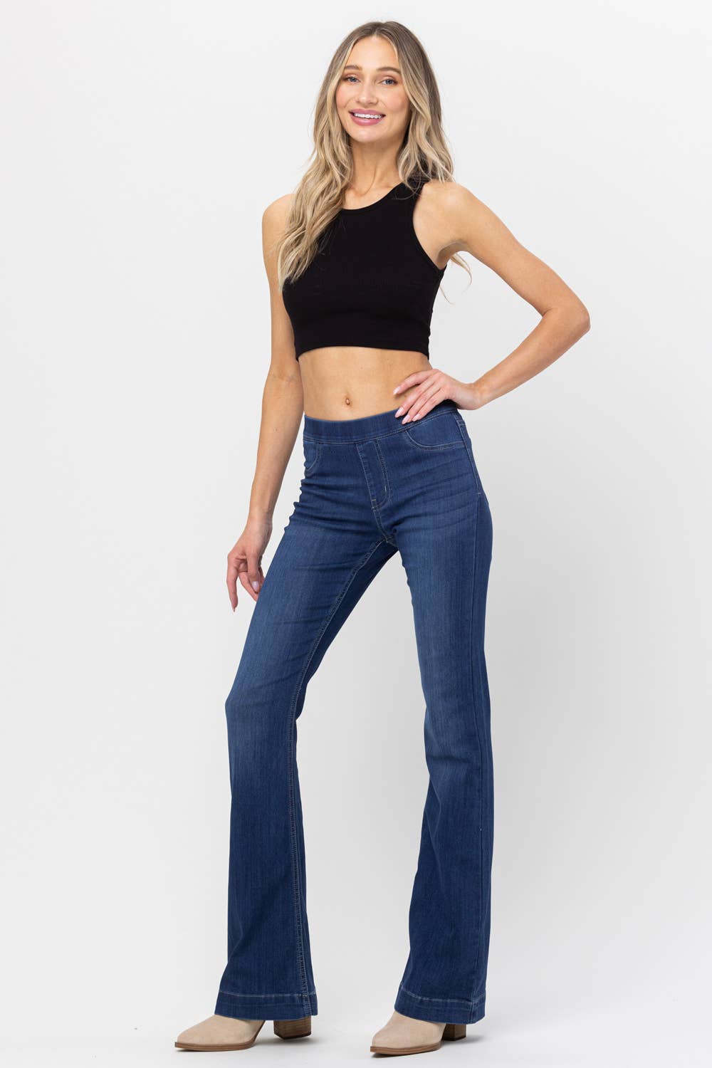 Be Jelly Dark Denim Pull On Flare
