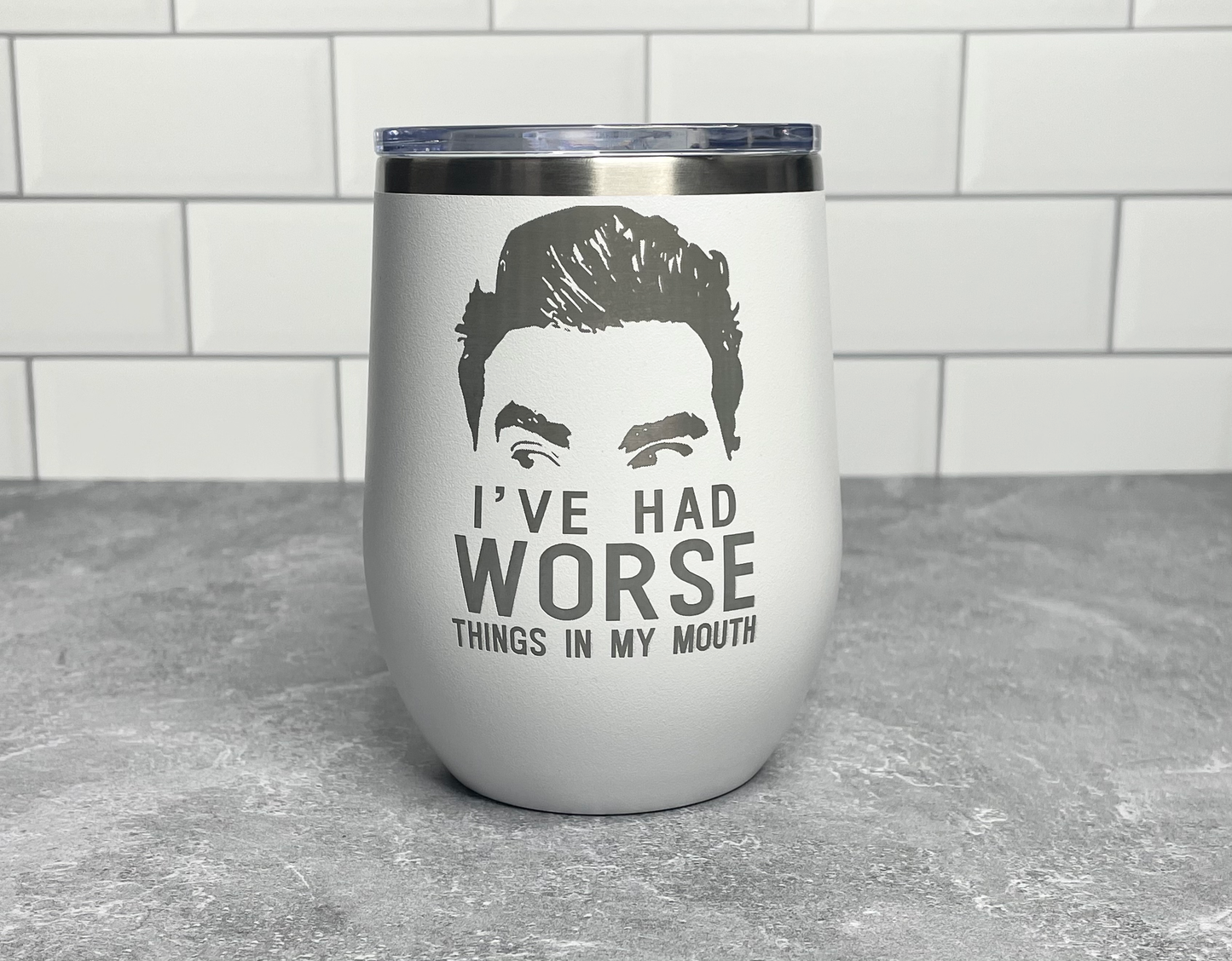David Schitts Creek Worse Things White Polar Wine Tumbler