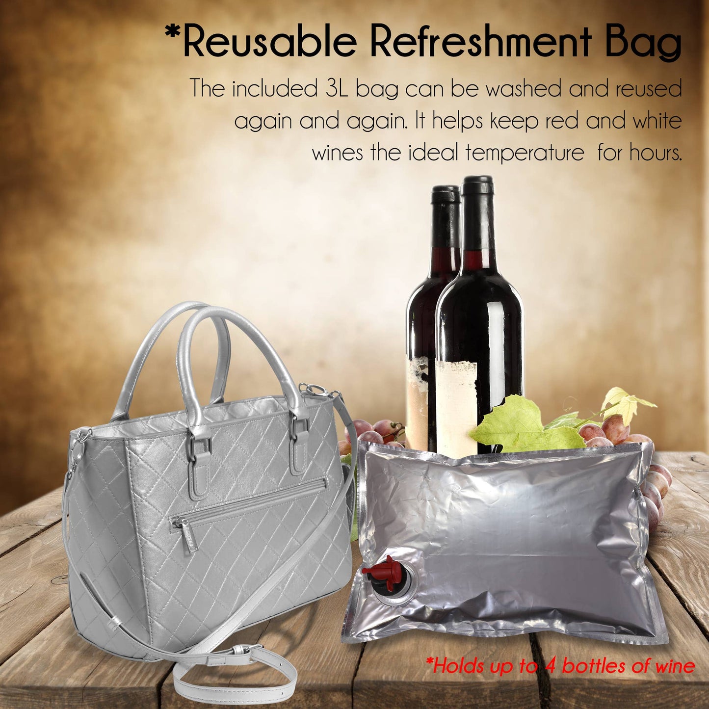Drink Purse | Insulated Wine Dispenser Classic Design: Stripe