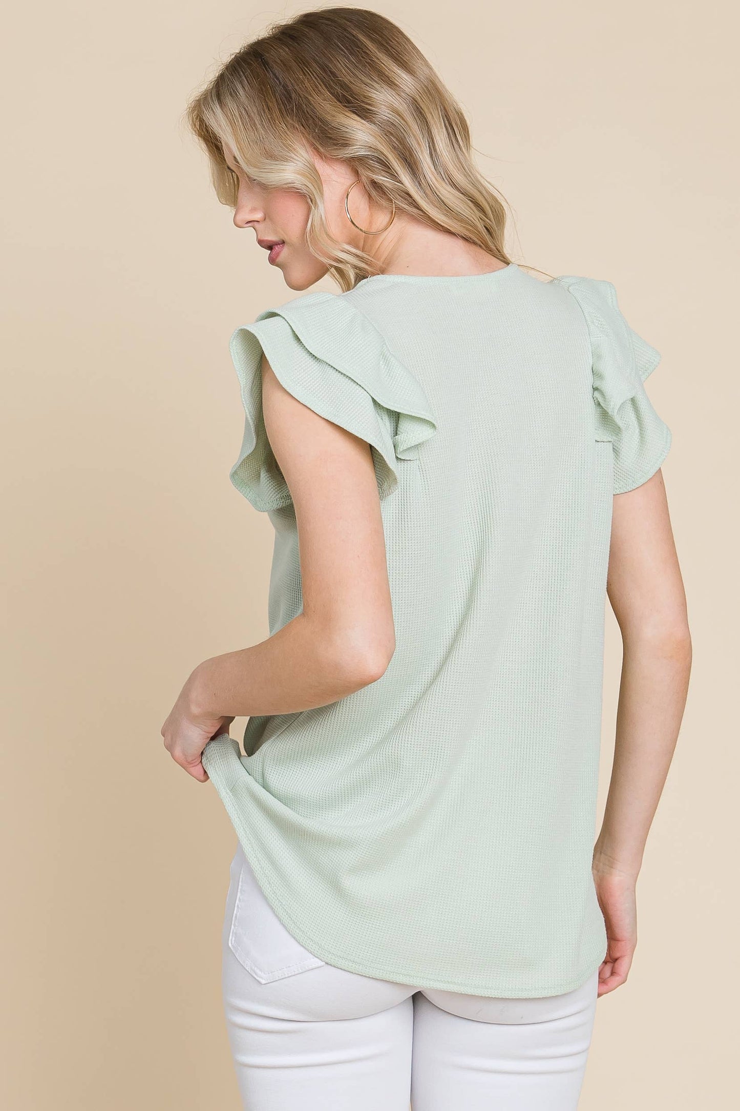 Banana Ruffle Sleeve Top