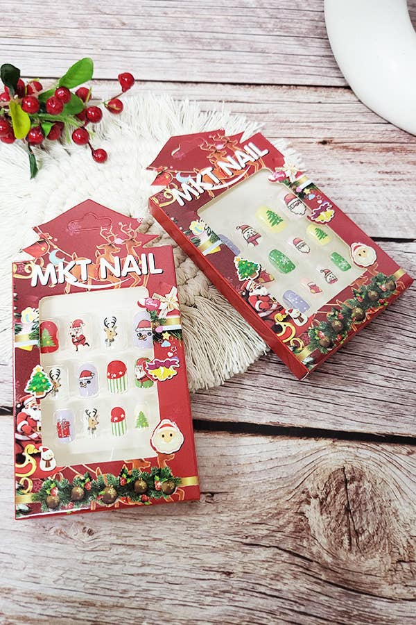 Kids Christmas Pre Glued Press On Nail