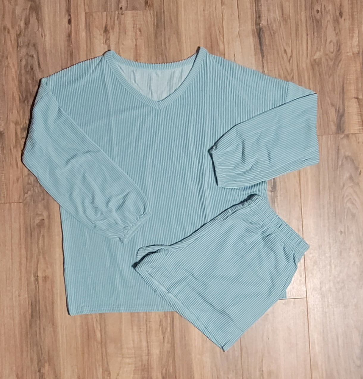 Teal Ribbed PJ Set