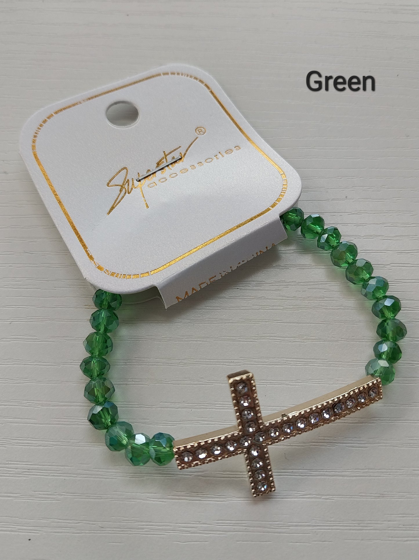 Cross Stone Beaded Bracelet