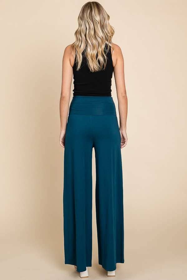 Teal Foldable Waist Band Palazzo Pants