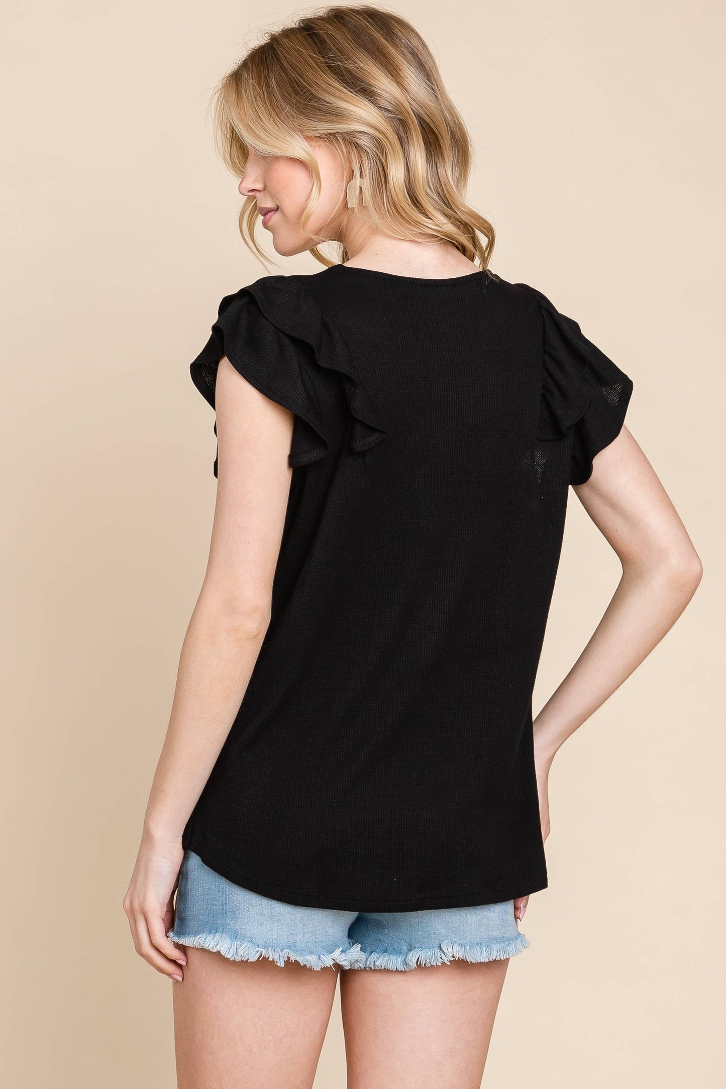 Banana Ruffle Sleeve Top