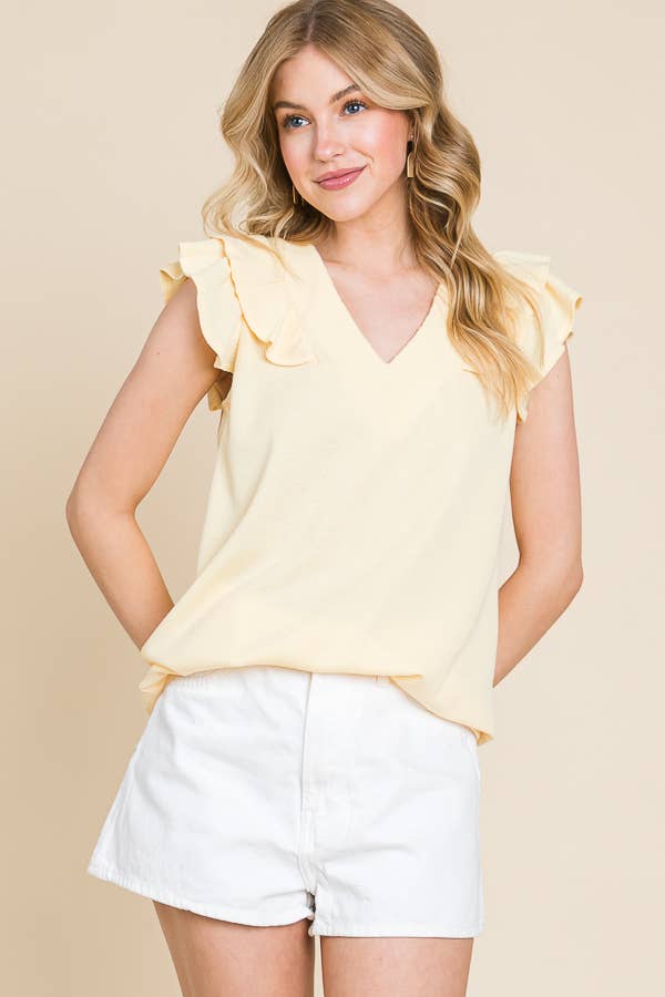Banana Ruffle Sleeve Top
