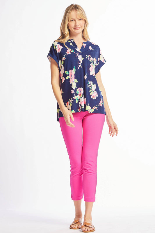 Lizzy Dolman Short Sleeve Navy Floral