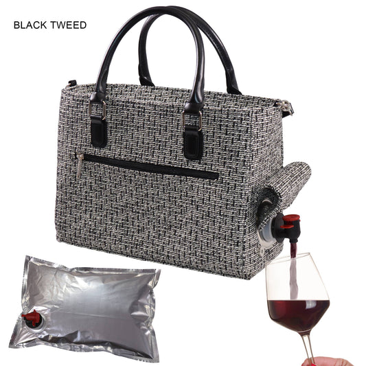 Drink Purse | Wine Purse Tweed Design: Black Tweed