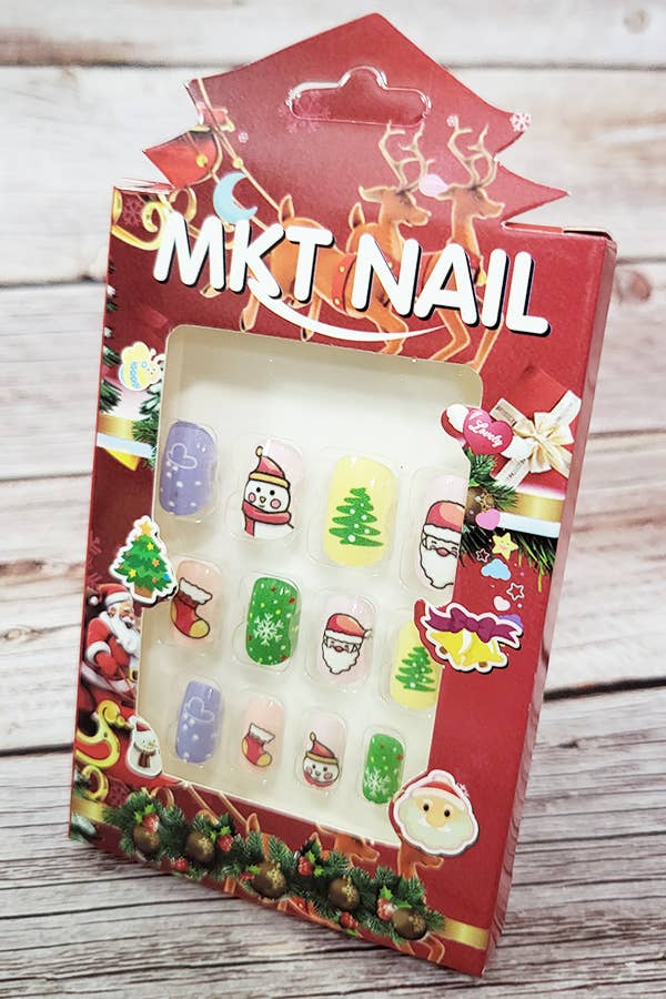 Kids Christmas Pre Glued Press On Nail