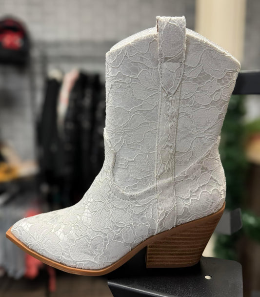 Corkys Rowdy White Lace Boot