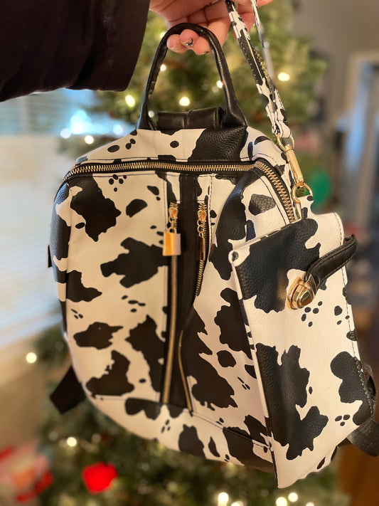 Cow Backpack and Wristlet Set