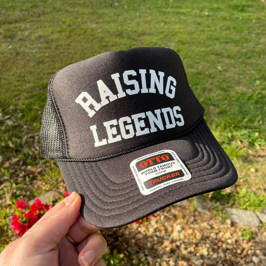 Raising Legends DTF Printed Black Trucker Hat