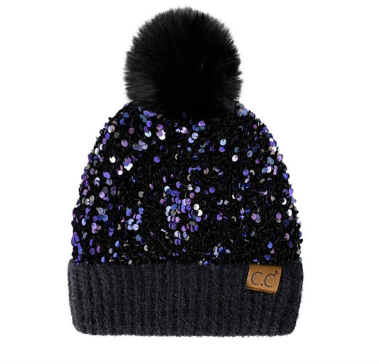 Purple & Black CC Adult Beanie