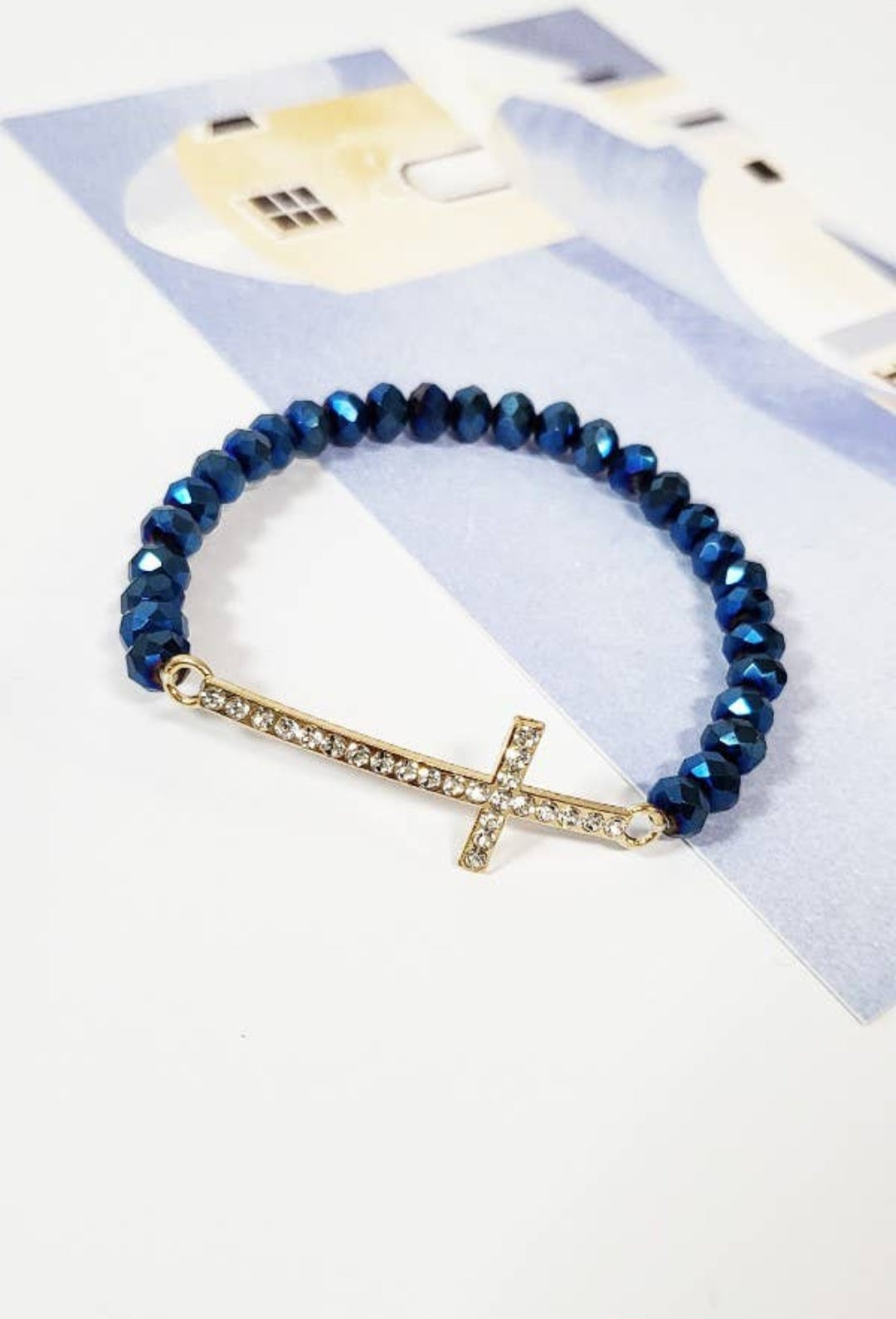 Cross Stone Beaded Bracelet