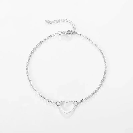 Dainty Silver Heart Charm Bracelet