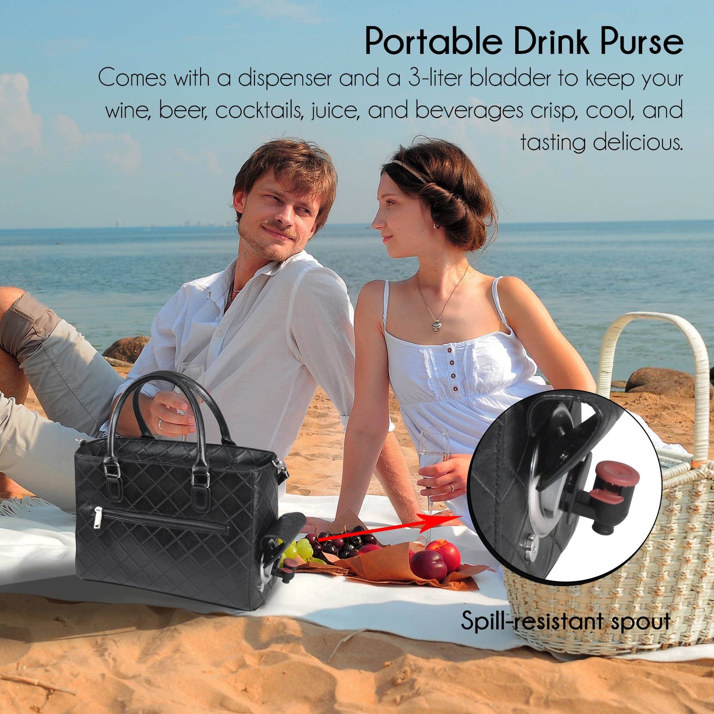 Drink Purse | Insulated Wine Dispenser Classic Design: Stripe