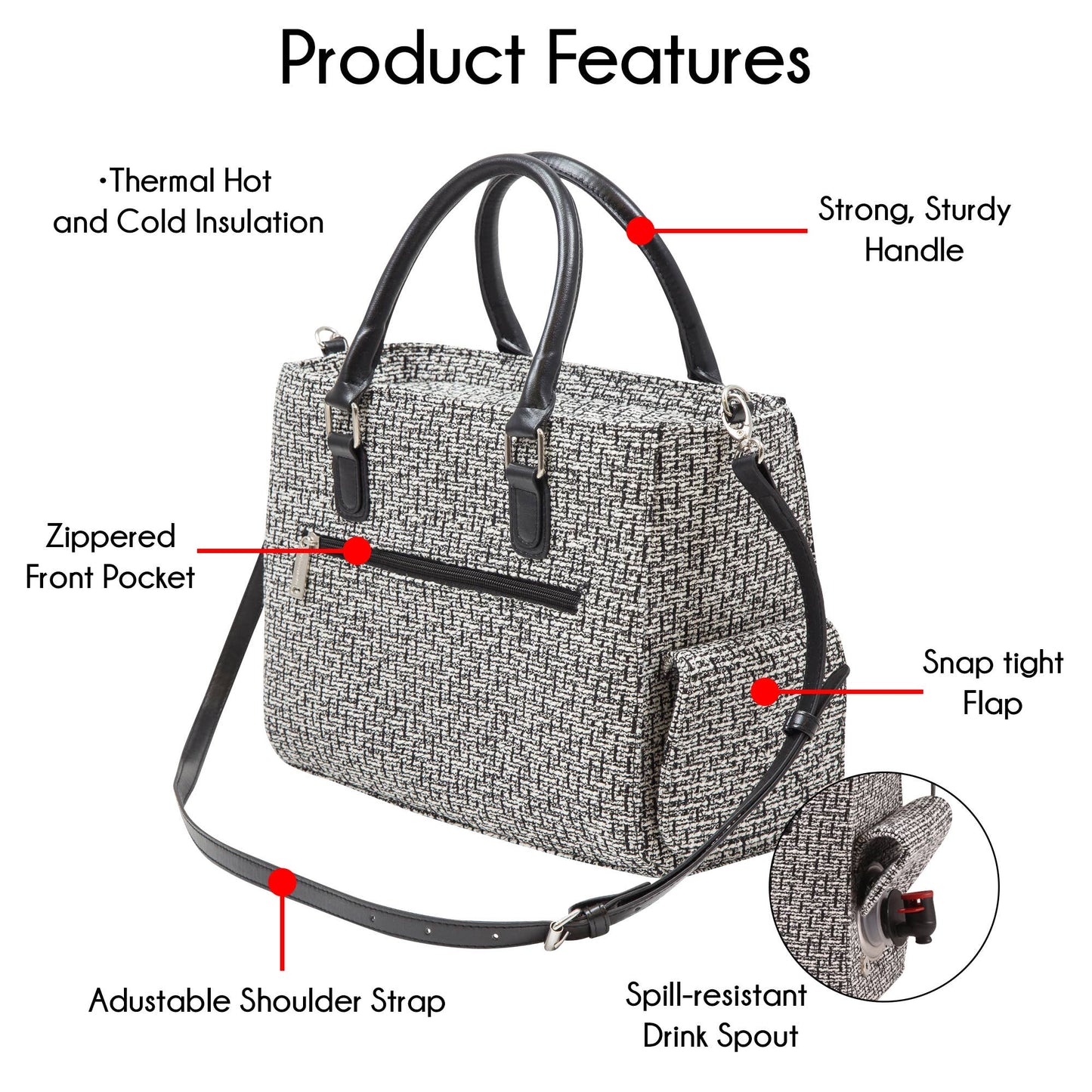 Drink Purse | Wine Purse Tweed Design: Black Tweed