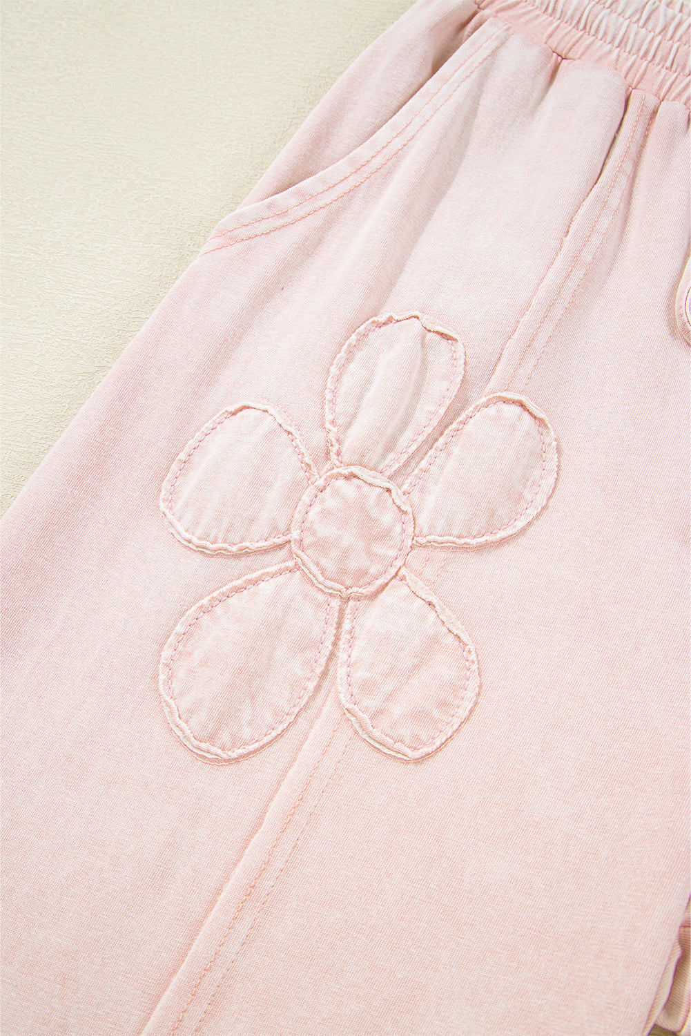 Pink Flower Patch Mineral Washed Cropped Wide Leg Pants