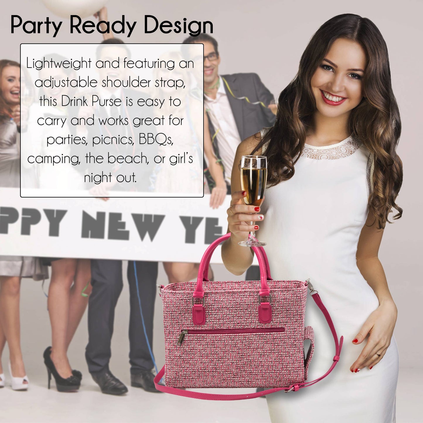 Drink Purse | Wine Purse Tweed Design: Black Tweed