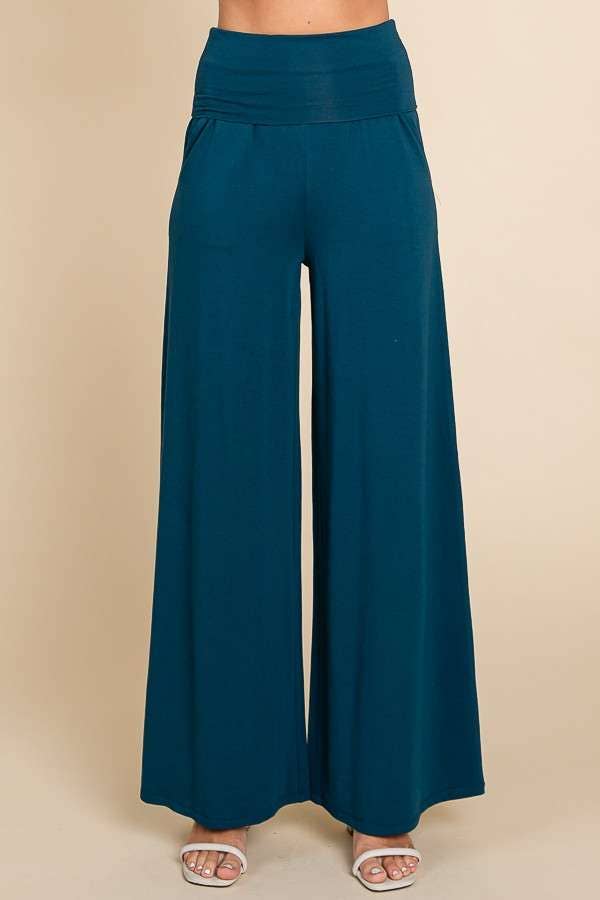 Teal Foldable Waist Band Palazzo Pants