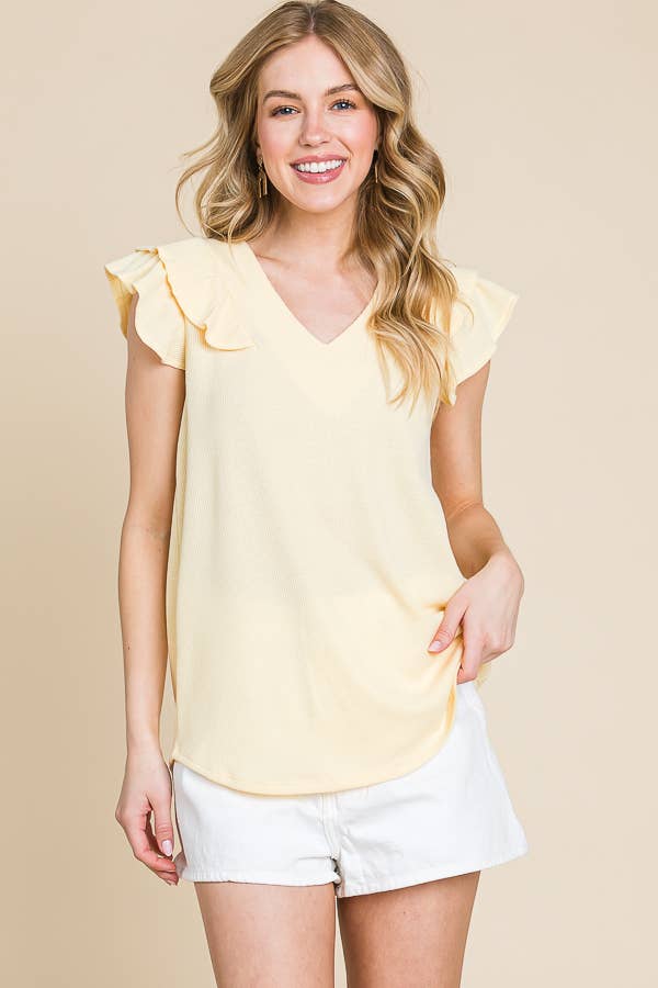 Banana Ruffle Sleeve Top