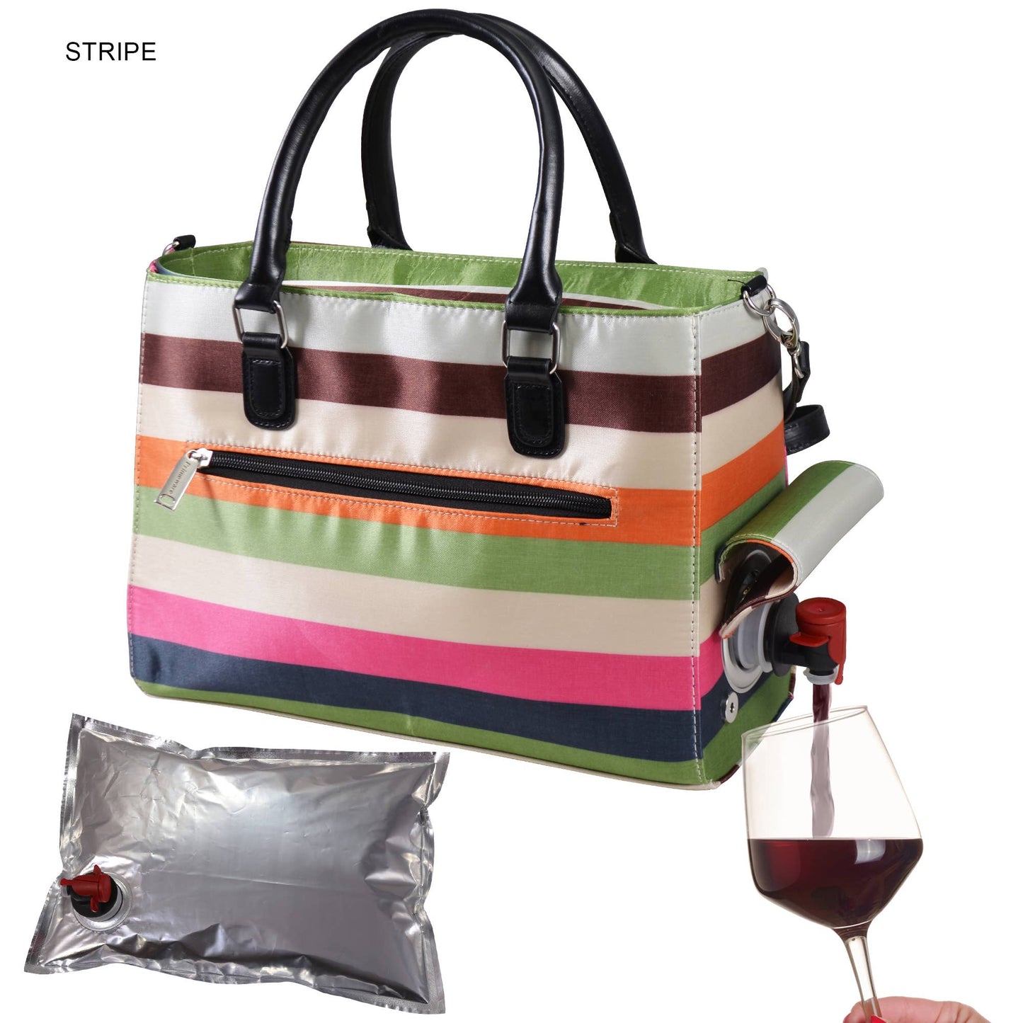 Drink Purse | Insulated Wine Dispenser Classic Design: Stripe