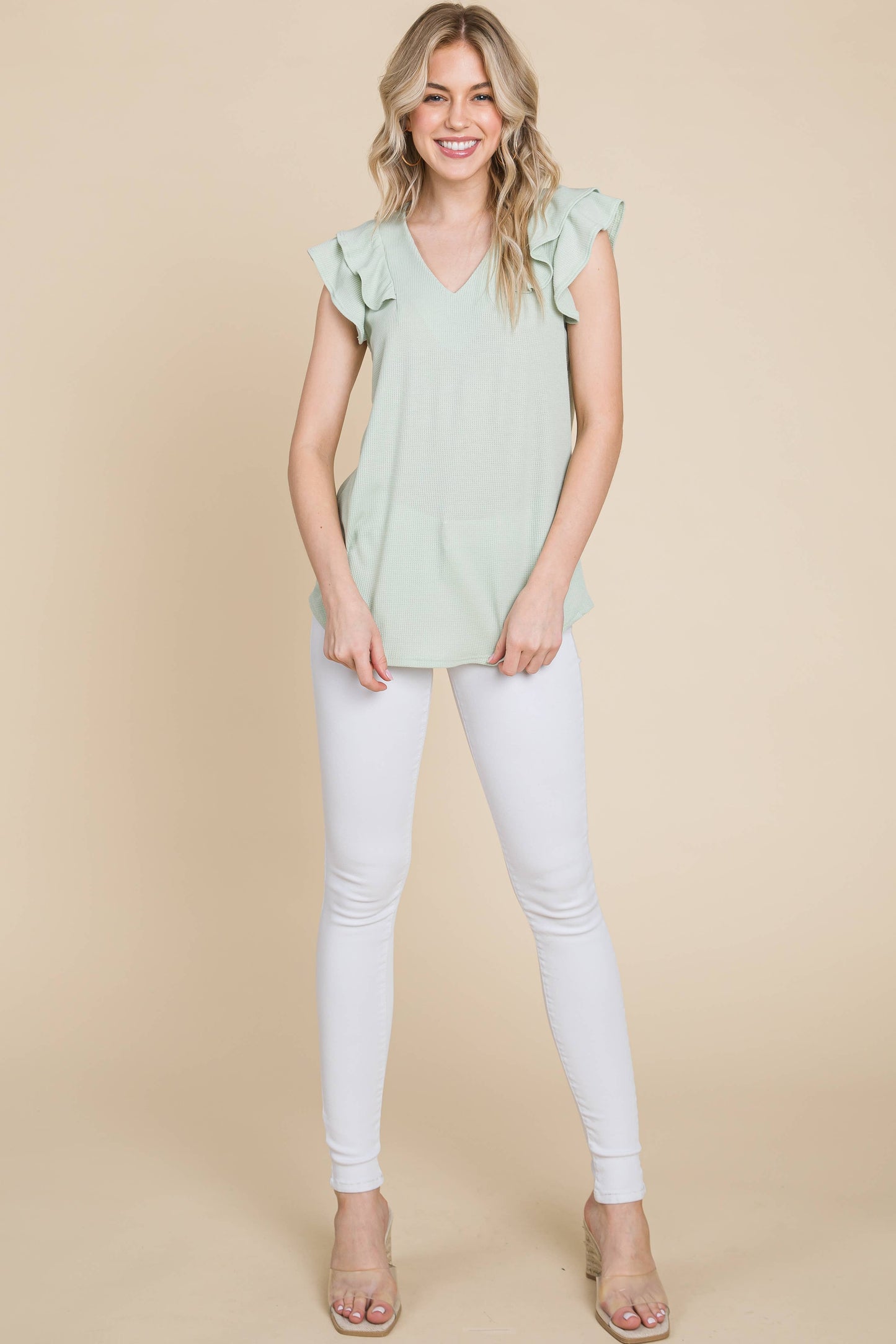 Banana Ruffle Sleeve Top