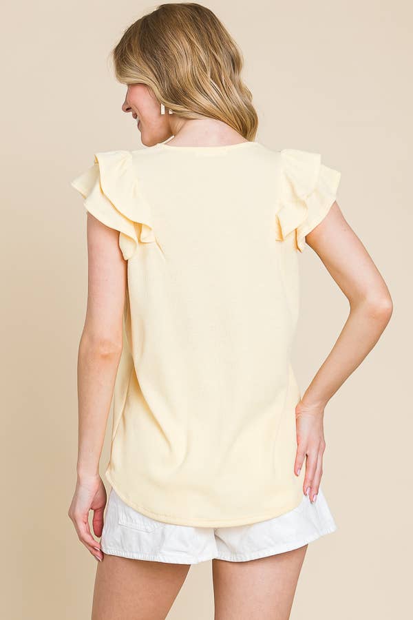 Banana Ruffle Sleeve Top