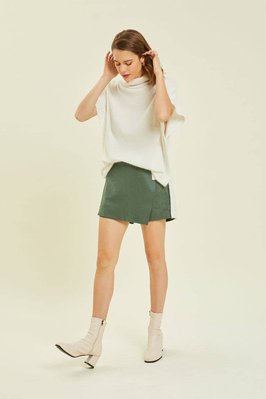 FAUX SUEDE WRAP SKORT